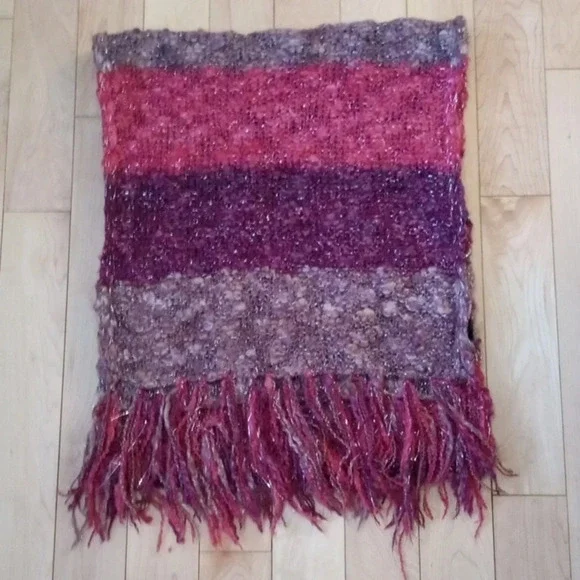 H&M oversized colorblock scarf with silver thread and tassels - Picture 2 of 5